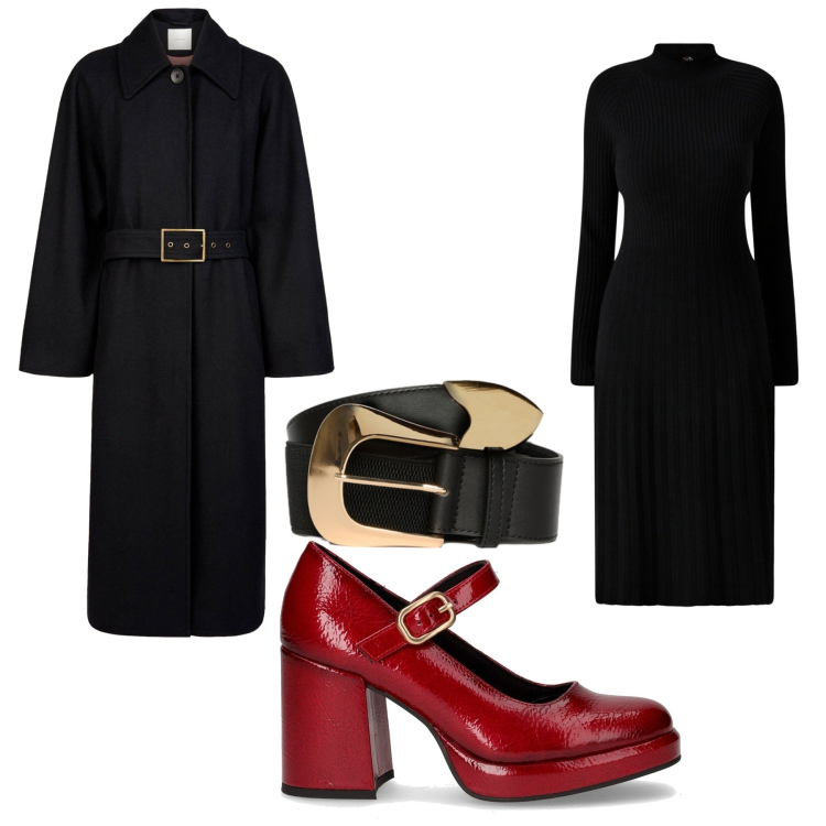 Outfit donna - Total look #2258890. Stile Bon Ton per Ufficio. Abbinamento con vestiti midi/longuette, décolleté, cappotti, cinture.