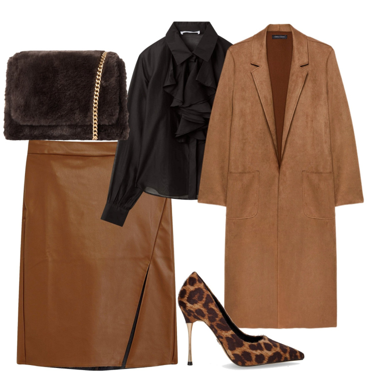 Outfit donna - City. Stile Chic per Tutti i giorni. Abbinamento con gonne longuette, camicie, borse a tracolla, trench, décolleté.