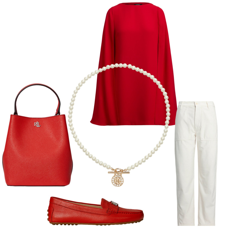 Outfit donna - Bellissima. Stile Chic per Serata fuori. Abbinamento con ciondoli, pantaloni, mocassini, borse a secchiello, vestiti corti.