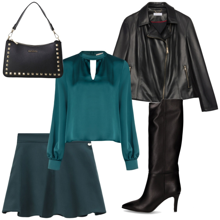 Outfit donna - 8anio. Stile Glamour per Serata fuori. Abbinamento con bluse, pochette, minigonne, giacche, stivali.