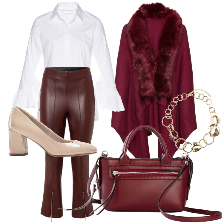 Outfit femme - Octobre. Style Chic pour Tous les jours. Assortir avec chaussures à talon, chemisiers, pantalon , manteaux, sacs à main, colliers.