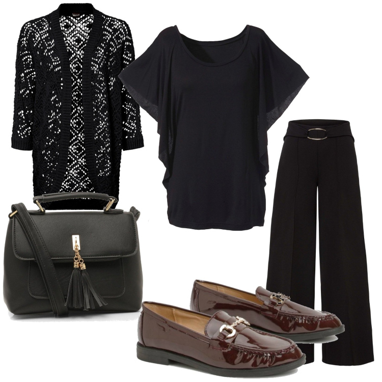 Outfit femme - Basique #5204. Style Basique pour Tous les jours. Assortir avec t-shirts, pulls, pantalon large en bas, sacs en bandoulière, mocassins.