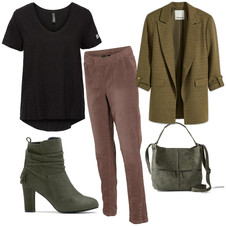 Outfit femme - Basique #5206. Style Basique pour Tous les jours. Assortir avec bottines, sacs à main, blazers, t-shirts, pantalon .