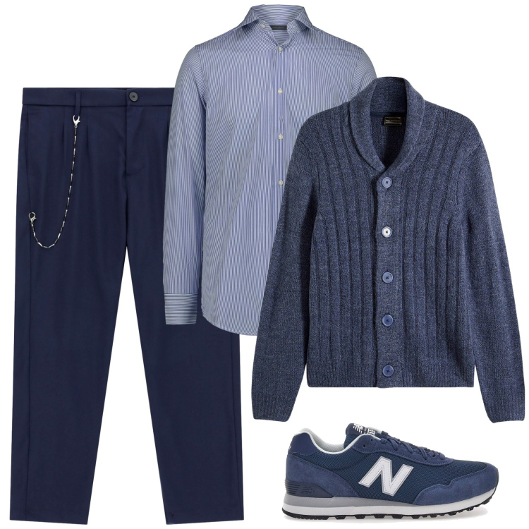 Outfit uomo - Un cardigan caldo ma elegante. Stile Casual per Tutti i giorni. Abbinamento con cardigans, pantaloni, sneakers, camicie.