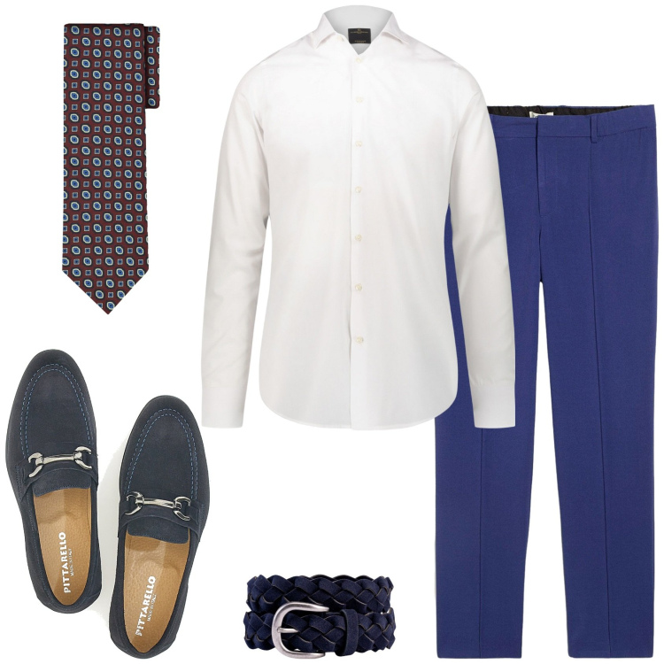 Outfit uomo - Cena con i colleghi di lavoro!. Stile Business/Elegante per Serata speciale. Abbinamento con pantaloni, camicie, cinture, scarpe stringate, cravatte.