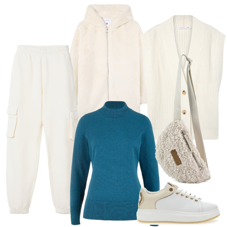 Outfit donna - Total look #2259038. Stile Sporty chic per Tutti i giorni. Abbinamento con maglieria, gilet, cappotti, pantaloni, marsupi, sneakers.