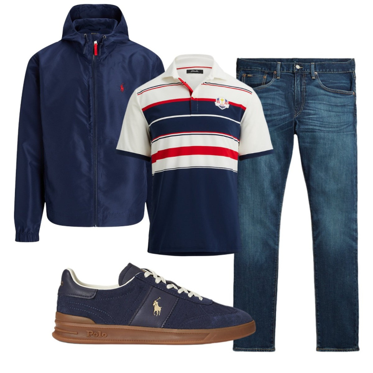 Outfit uomo - Total look #2259041. Stile Casual per Tutti i giorni. Abbinamento con sneakers, jeans, polo, giacche.