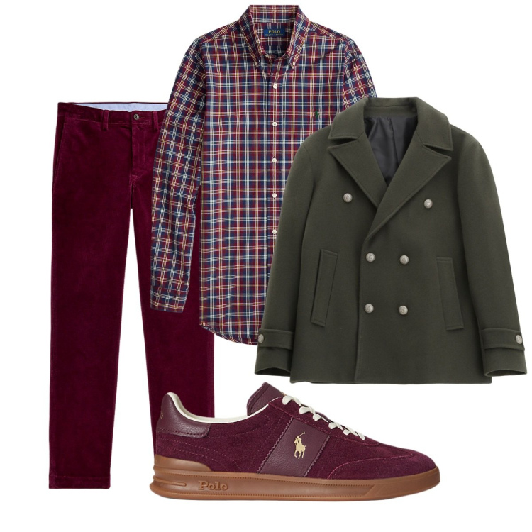 Outfit uomo - Total look #2259043. Stile Trendy per Serata speciale. Abbinamento con cappotti, pantaloni, sneakers, camicie.
