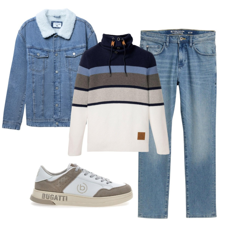 Outfit uomo - Total look #2259054. Stile Urban per Tutti i giorni. Abbinamento con maglieria, jeans slim fit, giacche, sneakers.