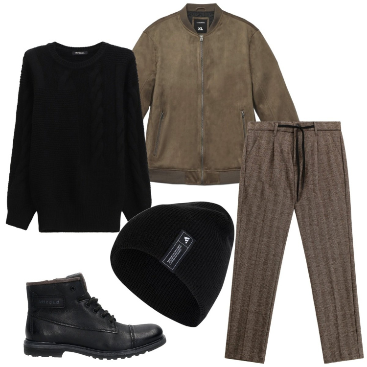 Outfit uomo - Total look #2259062. Stile Trendy per Serata speciale. Abbinamento con giacche, pantaloni, maglieria, berretti, anfibi.
