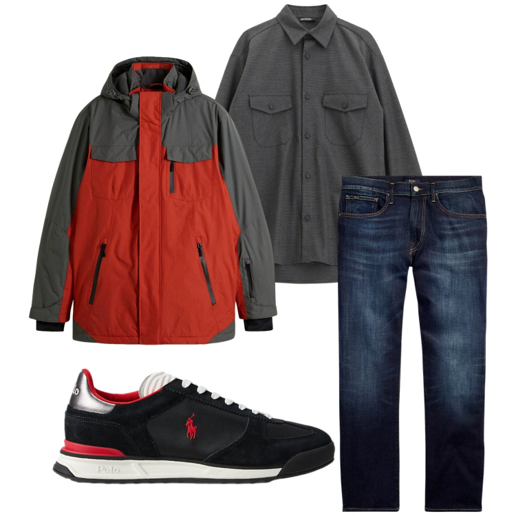 Outfit uomo - Total look #2259067. Stile Casual per Tutti i giorni. Abbinamento con giacche, camicie, jeans dritti, sneakers.
