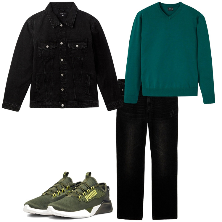 Outfit uomo - Total look #2259126. Stile Casual per Tutti i giorni. Abbinamento con maglieria, jeans, giacche, sneakers.