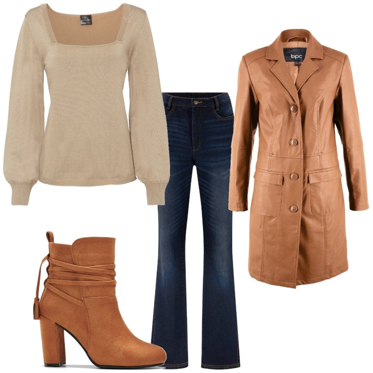 Outfit femme - en octobre. Style Boho pour Tous les jours. Assortir avec pulls, bottines, manteaux, jeans.