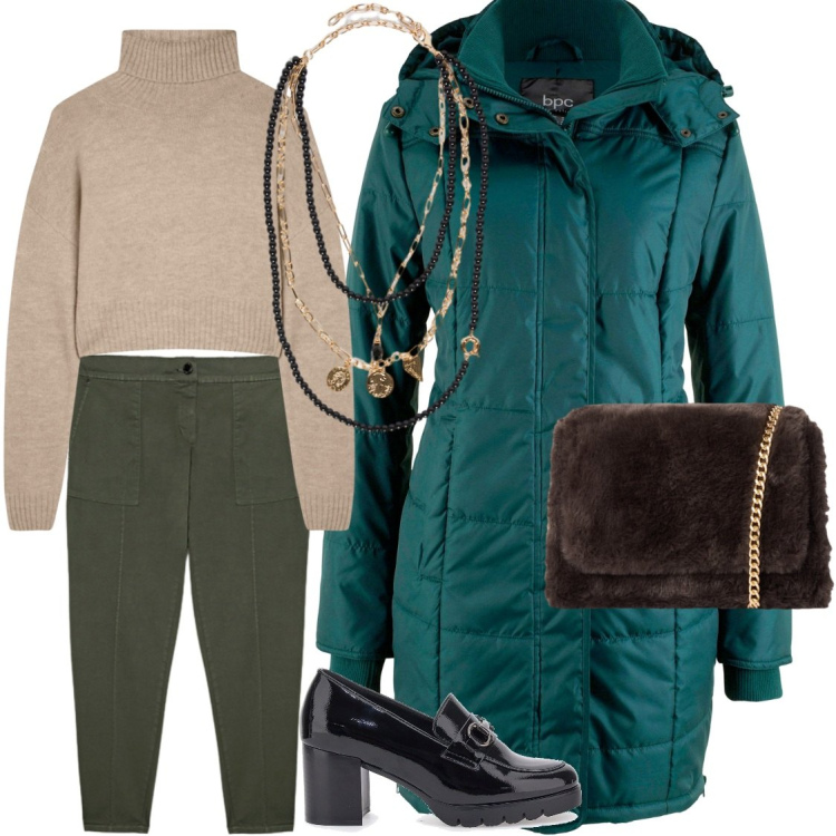 Outfit donna - LoVe ottanio. Stile Urban per Tutti i giorni. Abbinamento con giacche, maglieria, borse a tracolla, mocassini, pantaloni cargo, collane.