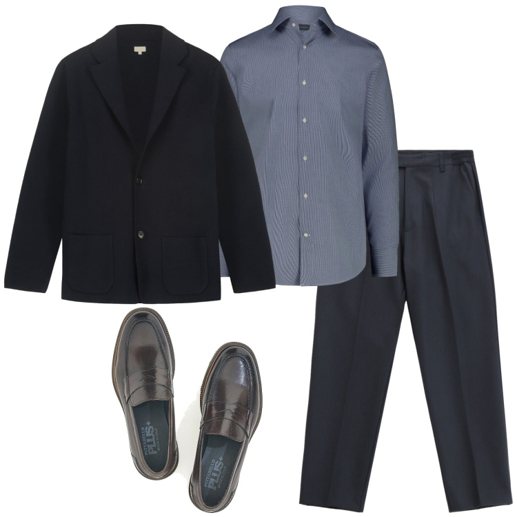 Outfit uomo - Monday. Stile Business/Elegante per Ufficio. Abbinamento con pantaloni, scarpe stringate, giacche, camicie.