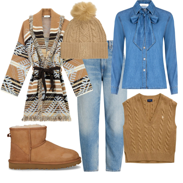 Outfit donna - Calde sensazioni. Stile Casual per Scuola/Università. Abbinamento con camicie, cardigans, jeans, maglieria, berretti, stivaletti chelsea.