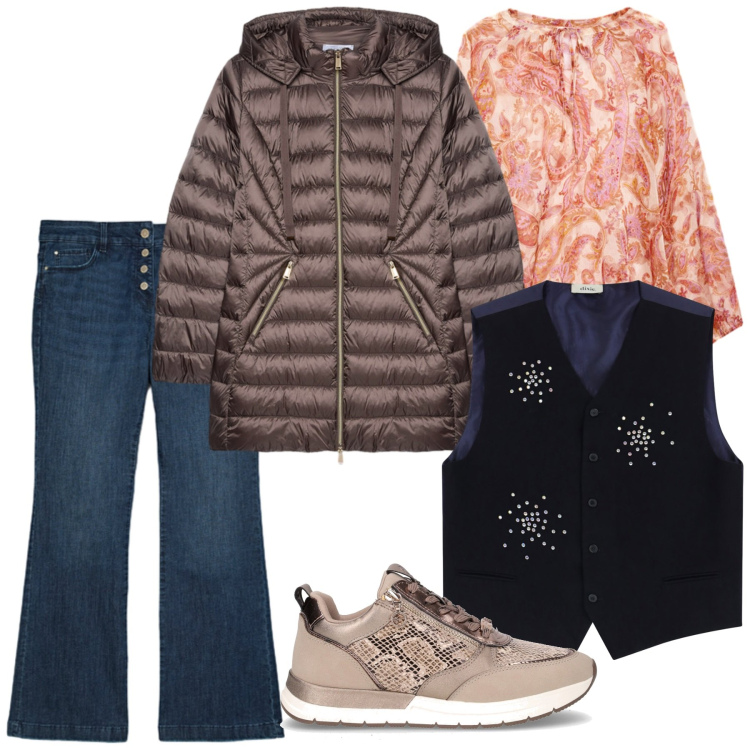 Outfit donna - Total look #2259270. Stile Basic per Tutti i giorni. Abbinamento con gilet, bluse, piumini, sneakers, jeans.