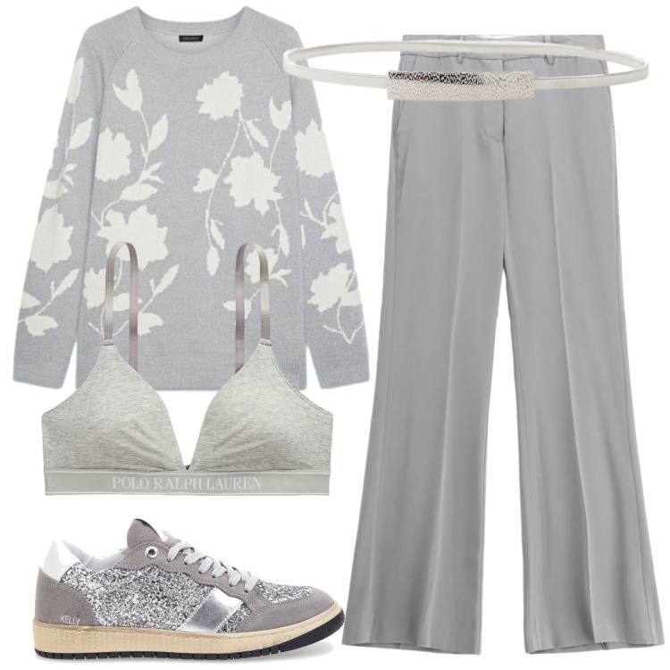 Outfit donna - Total look #2259348. Stile Casual chic per Tutti i giorni. Abbinamento con pantaloni, cinture, reggiseni, maglieria, sneakers.