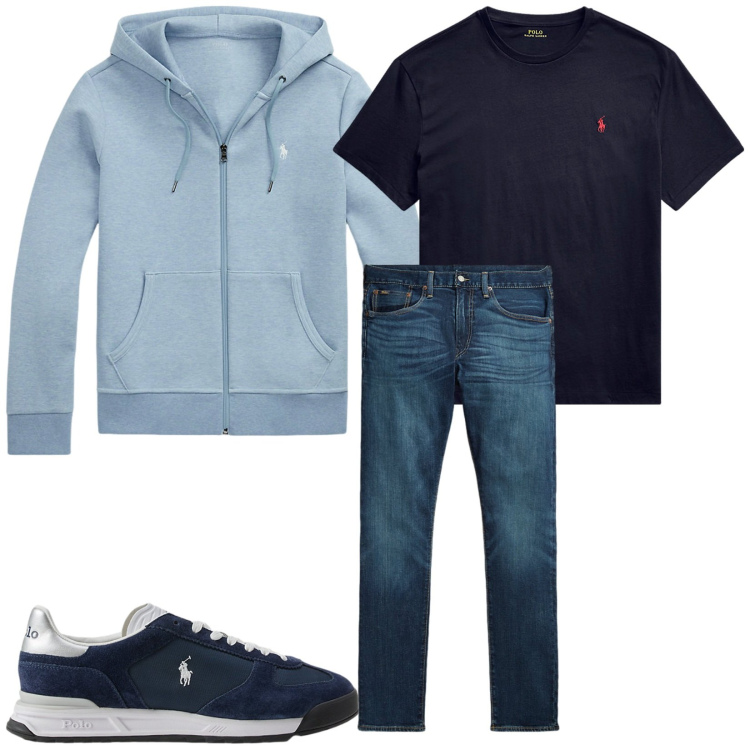 Outfit uomo - Total look #2259374. Stile Casual per Tutti i giorni. Abbinamento con t-shirt, felpe, sneakers, jeans.