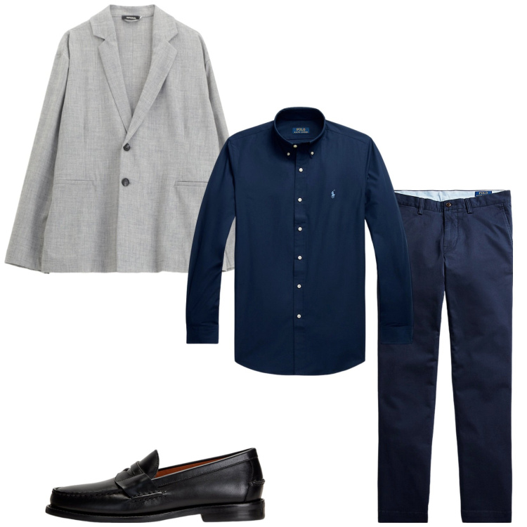Outfit uomo - Total look #2259376. Stile Business/Elegante per Serata speciale. Abbinamento con giacche, pantaloni, scarpe stringate, camicie.