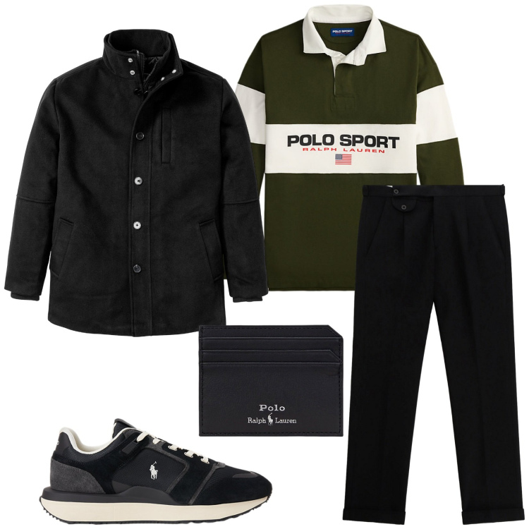 Outfit uomo - Total look #2259382. Stile Trendy per Tutti i giorni. Abbinamento con giacche, pantaloni, portafogli, sneakers, maglieria.