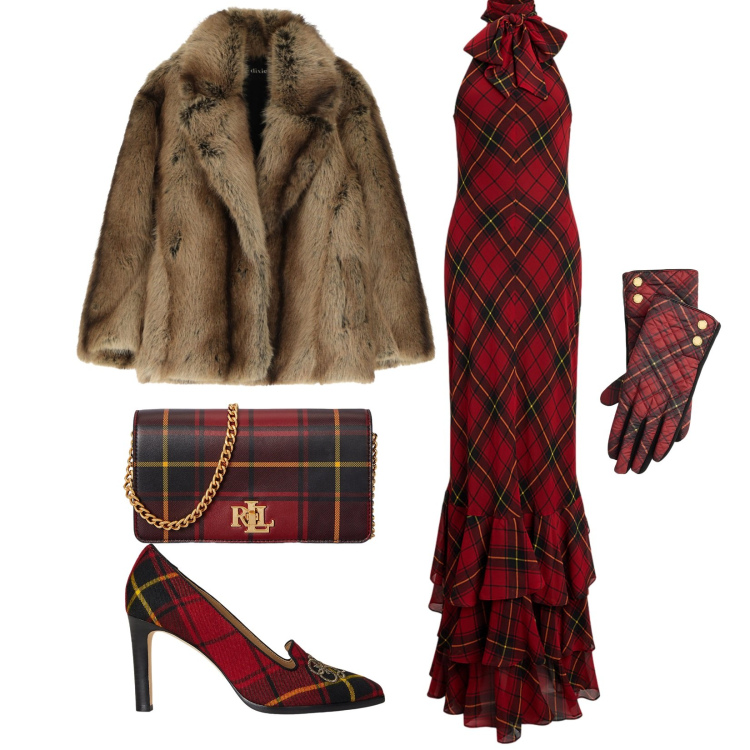 Outfit donna - Total look #2259388. Stile Glamour per Serata fuori. Abbinamento con vestiti corti, vestiti, guanti, décolleté, borse a mano.