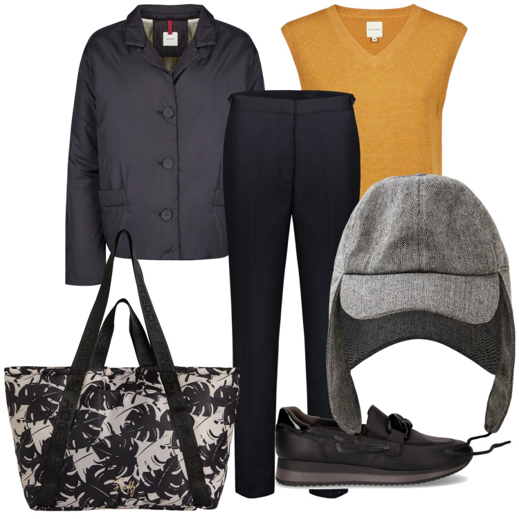 Outfit donna - Sunday afternoon in Doppelganger. Stile Casual per Tutti i giorni. Abbinamento con shopping bag, cappelli, blazer, mocassini, maglieria, pantaloni.