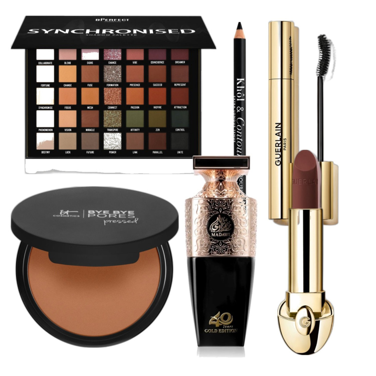 Outfit donna - Atmosfera Autunnale. Abbinamento con mascara, eyeliner, ombretti, ciprie, rossetti, profumi.