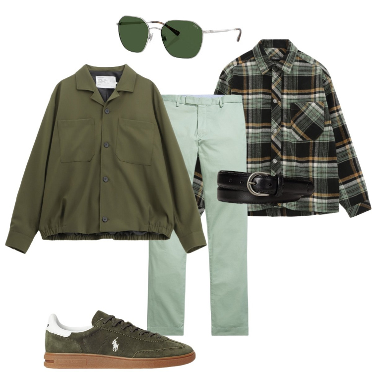 Outfit uomo - casual per tutti i giorni. Stile Casual per Tutti i giorni. Abbinamento con cappotti, camicie, sneakers, pantaloni chino, occhiali da sole, cinture.