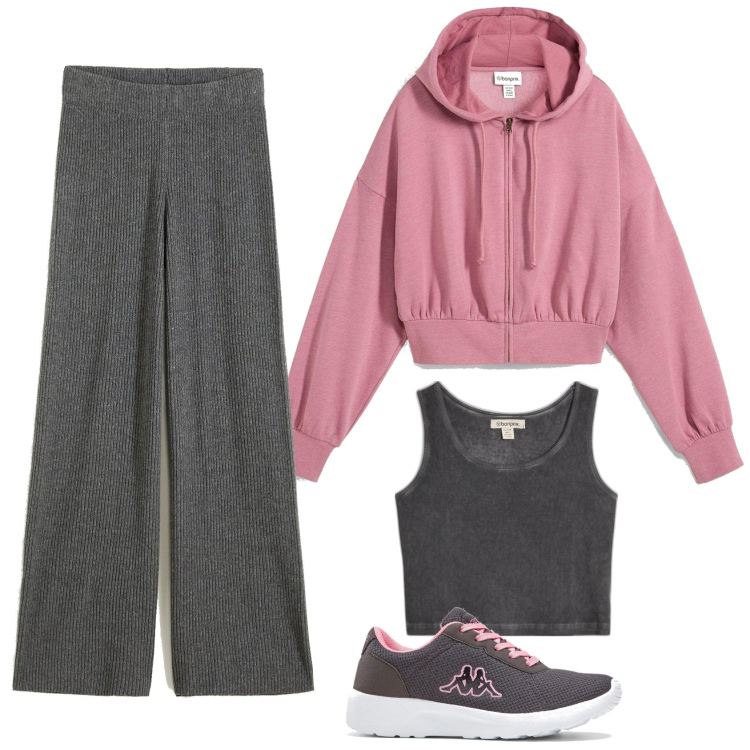 Outfit femme - Home Sweet Home. Style Casual pour Tous les jours. Assortir avec pantalon large en bas, sneakers, débardeurs à bretelles, sweats de sport.
