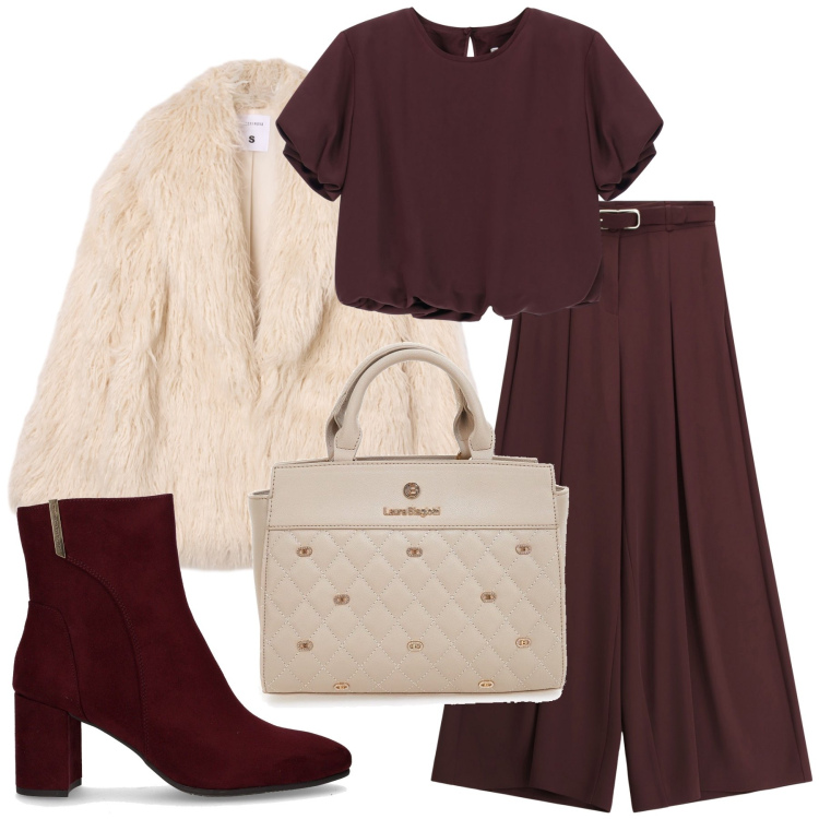 Outfit donna - Total look #2259494. Stile Casual chic per Tutti i giorni. Abbinamento con ecopellicce, pantaloni, camicie a manica corta, stivaletti, borse a mano.