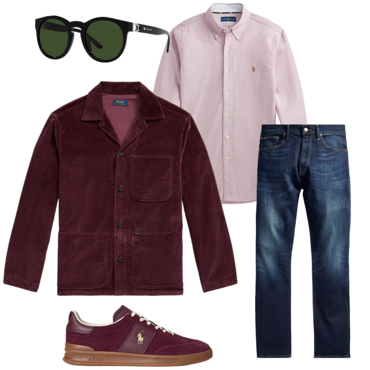 Outfit uomo - Total look #2259495. Stile Casual per Ufficio. Abbinamento con jeans, occhiali da sole, camicie, sneakers, giacche.