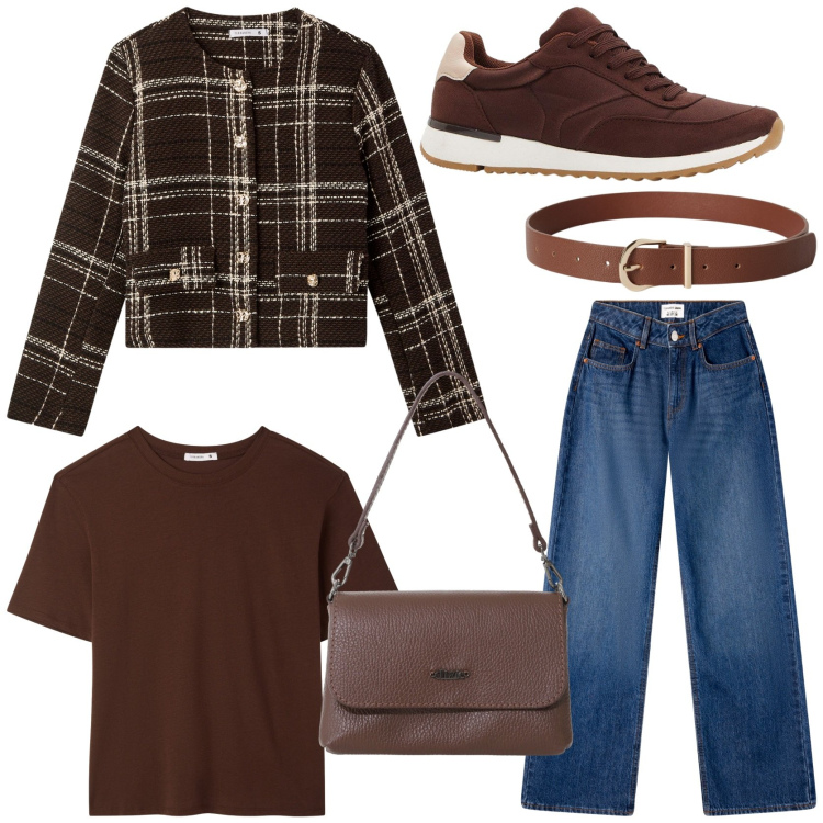Outfit donna - Cropped jackets. Stile Urban per Tutti i giorni. Abbinamento con sneakers, jeans, blazer, t-shirt, cinture, borse a tracolla.