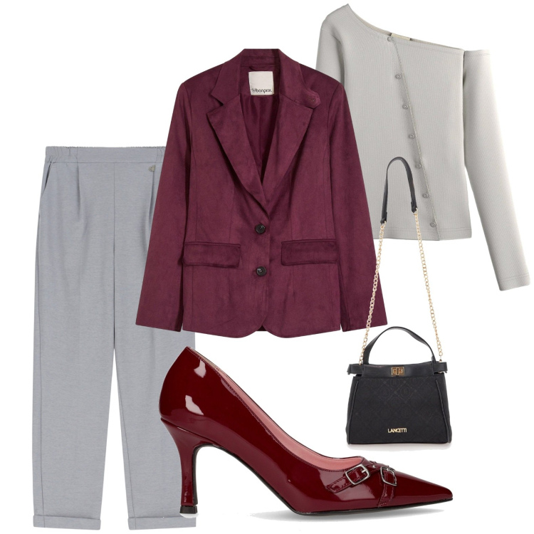 Outfit donna - Décolleté irrinunciabile. Stile Minimal per Serata fuori. Abbinamento con maglieria, blazer, pantaloni, borse a tracolla, décolleté.