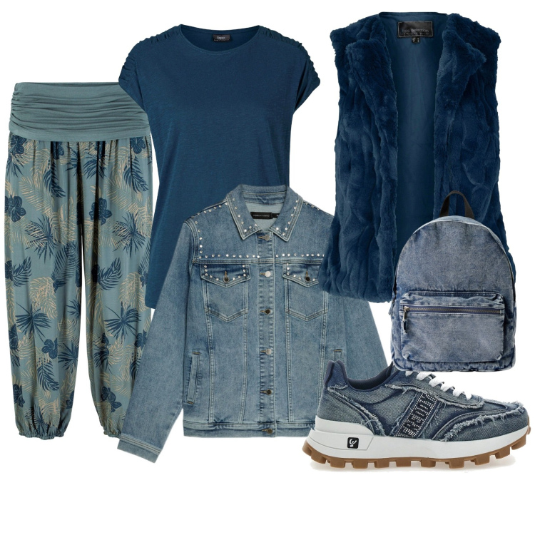 Outfit donna - Casual con stile. Stile Casual per Tutti i giorni. Abbinamento con gilet, pantaloni, t-shirt, zaini, sneakers, blazer.