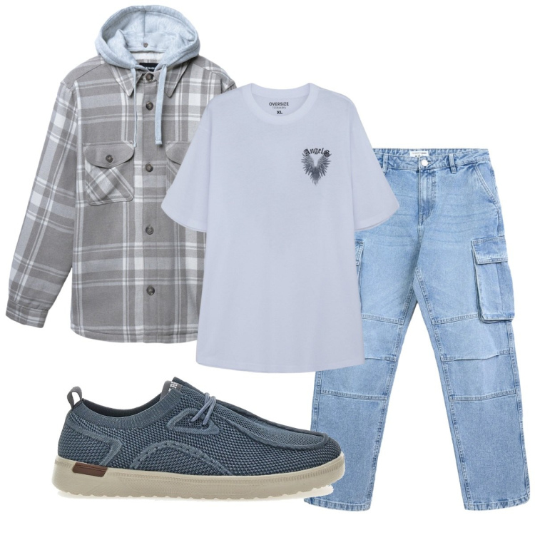 Outfit uomo - Total look #2259604. Stile Casual per Tutti i giorni. Abbinamento con jeans, cappotti, t-shirt, scarpe stringate.