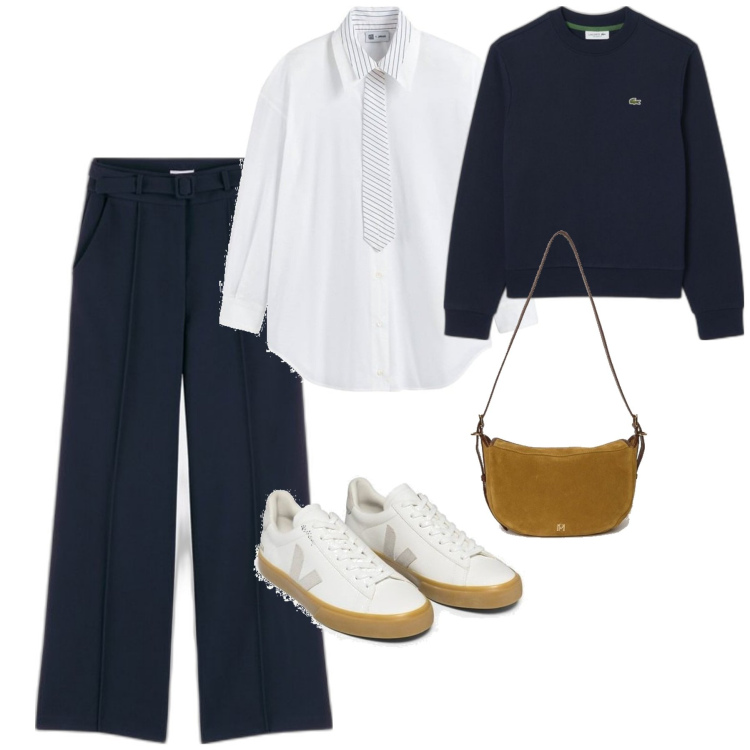 Outfit mujer - Trendy #8102. Estilo Trendy para Todos los días. Combinación con pantalones, camisas, sneakers, sudaderas, bandoleras.