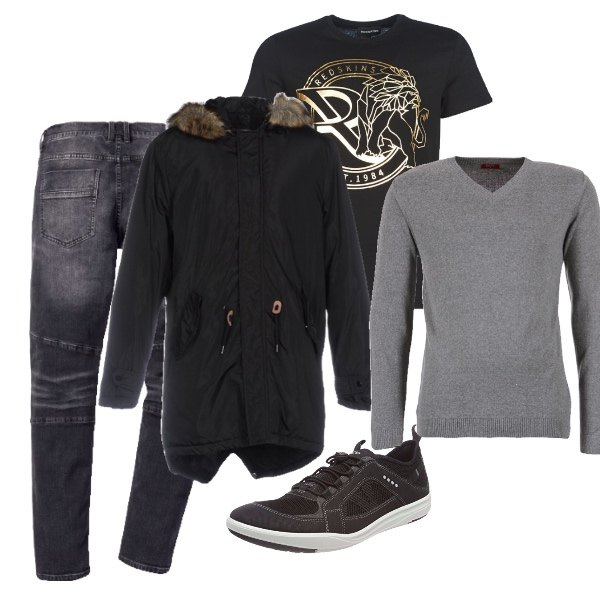 Outfit uomo - Al concerto. Stile Casual per Tutti i giorni. Abbinamento con jeans slim fit.