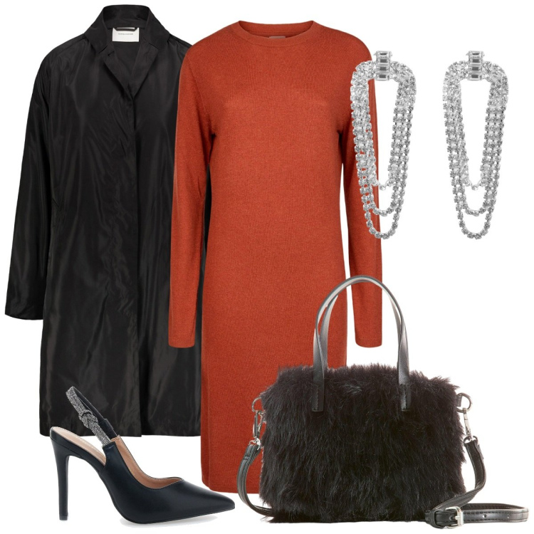 Outfit donna - Serata speciale. Stile Bon Ton per Serata fuori. Abbinamento con borse a mano, orecchini, trench, vestiti midi/longuette, décolleté.