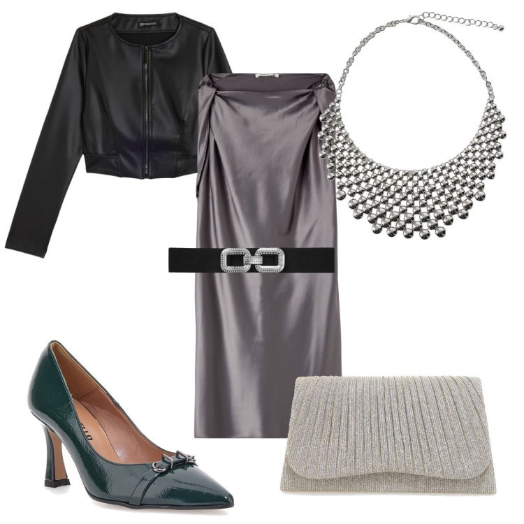 Outfit donna - Elegante in grigio. Stile Bon Ton per Cerimonia. Abbinamento con vestiti corti, cinture, collane, giacche, décolleté, clutch.