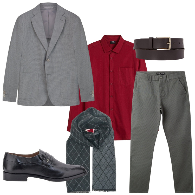 Outfit uomo - La giacca strutturata. Stile Trendy per Ufficio. Abbinamento con camicie, pantaloni chino, scarpe stringate, cinture, sciarpe, giacche.