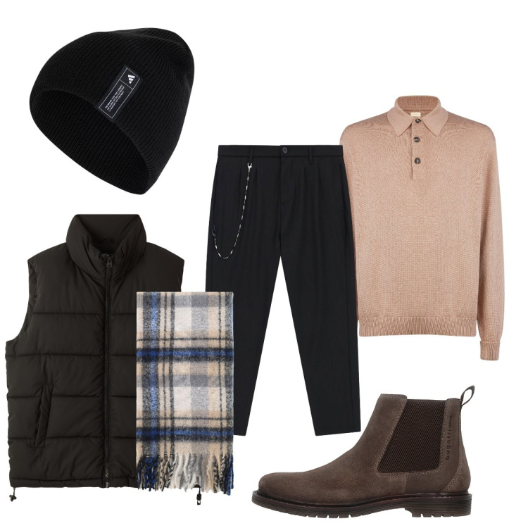 Outfit uomo - Così mi piace!. Stile Urban per Tutti i giorni. Abbinamento con piumini, pantaloni, sciarpe, berretti, stivali e stivaletti, polo.