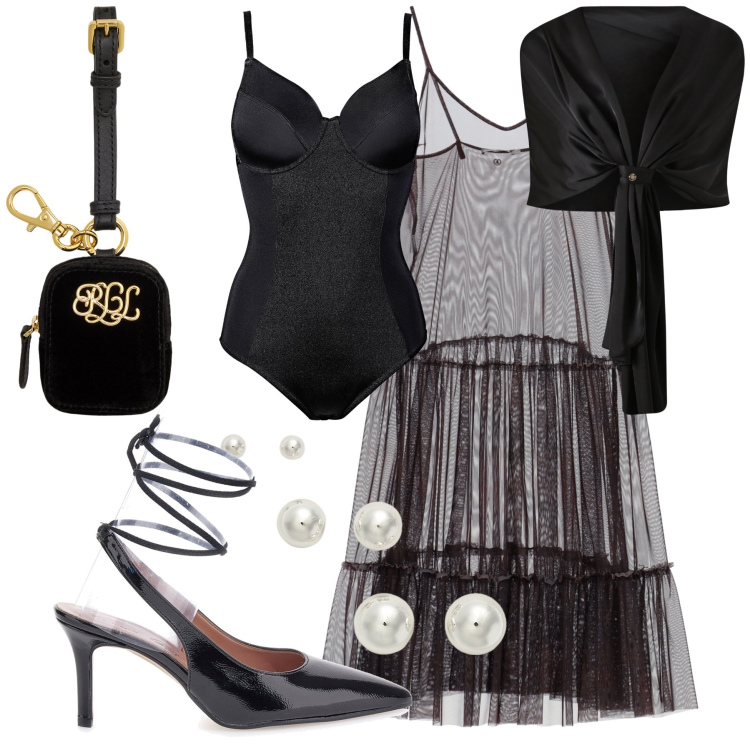 Outfit donna - Trasparente con stile. Stile Sexy per Serata fuori. Abbinamento con body, vestiti lunghi, scialli, orecchini, pochette, décolleté.