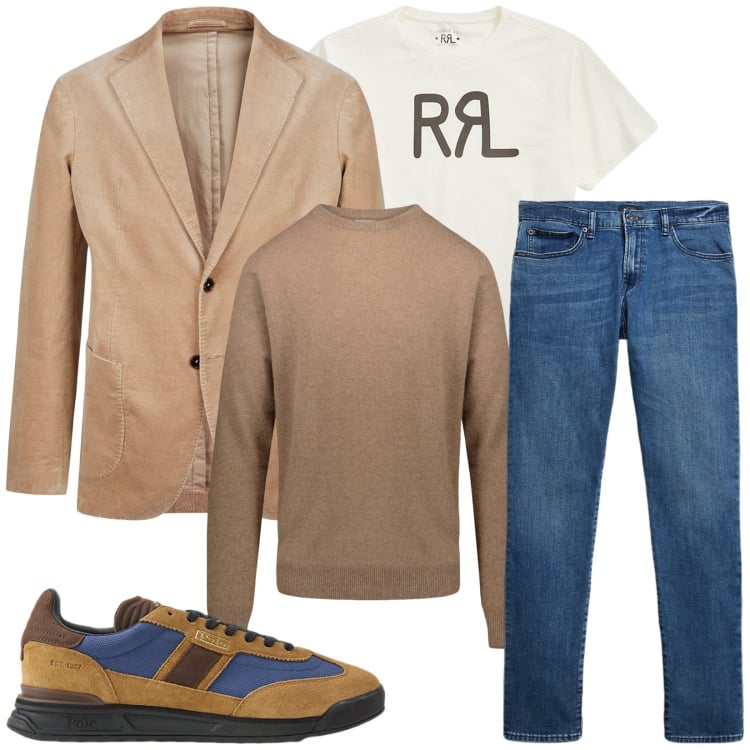 Outfit uomo - Total look #2259902. Stile Casual per Tutti i giorni. Abbinamento con t-shirt, jeans, sneakers, giacche, maglieria.