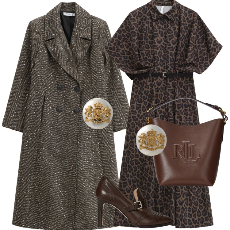 Outfit donna - Evento di lavoro. Stile Chic per Ufficio. Abbinamento con cappotti, vestiti lunghi, orecchini, borse a secchiello, décolleté.