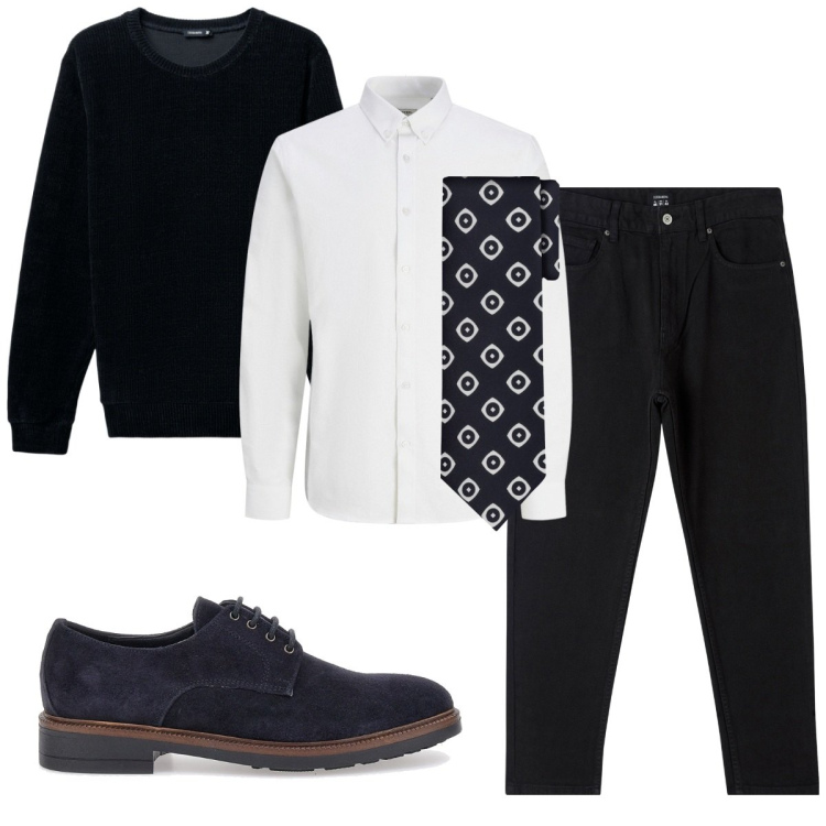 Outfit uomo - Total look #2259949. Stile Business/Elegante per Serata speciale. Abbinamento con camicie, maglieria, pantaloni, scarpe stringate, cravatte.