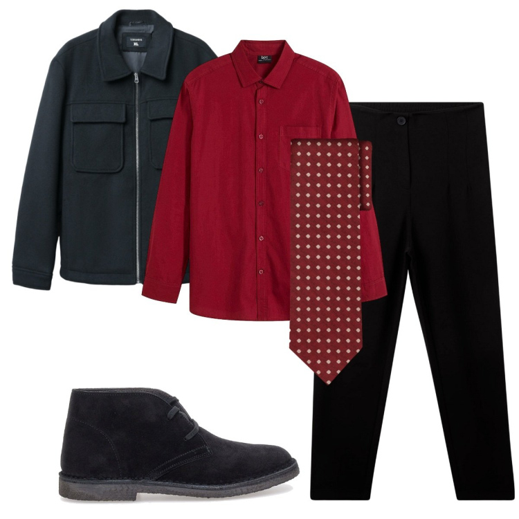 Outfit uomo - Total look #2259953. Stile Business/Elegante per Serata speciale. Abbinamento con camicie, pantaloni chino, cappotti, cravatte, stivali e stivaletti.