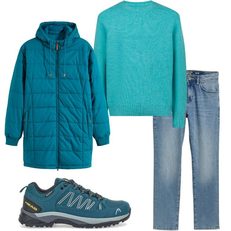 Outfit uomo - Il giubbotto petrolio. Stile Casual per Tutti i giorni. Abbinamento con giacche, jeans slim fit, stivali e stivaletti, maglieria.