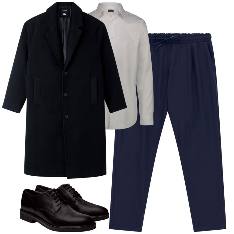 Outfit uomo - Total look #2259986. Stile Trendy per Tutti i giorni. Abbinamento con cappotti, pantaloni, camicie, scarpe stringate.