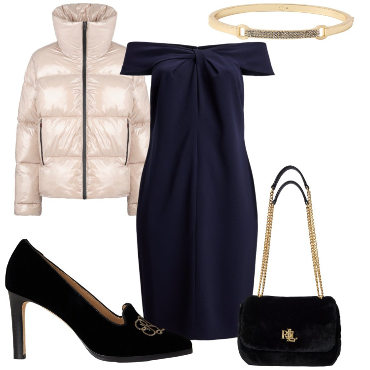 Outfit donna - Total look #2260024. Stile Glamour per Serata fuori. Abbinamento con vestiti, borse a spalla, braccialetti, décolleté, blazer.